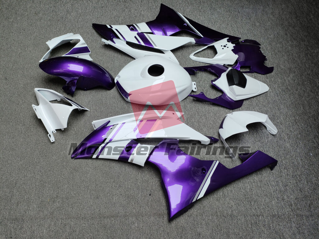 Monster Fairings ABS fairing kit for Yamaha R6 2008 - 2016 - Gloss White With Purple, precise OEM fit
