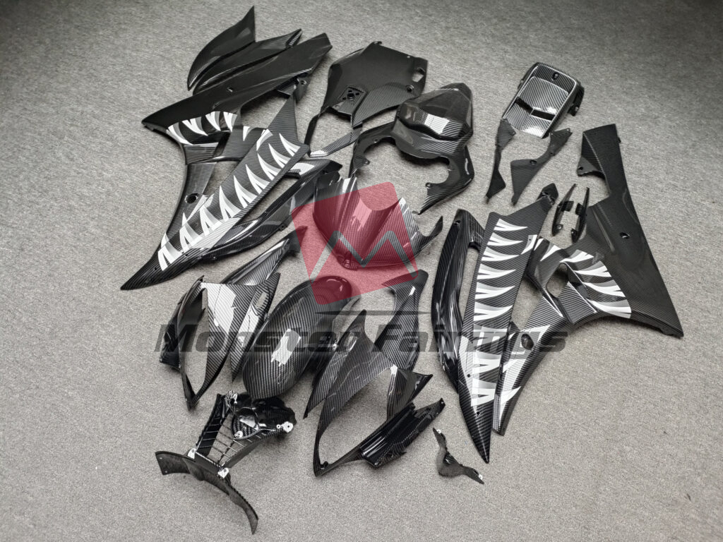 Gloss Carbon Fiber Style Shark ABS fairings for Yamaha R6 2006 - 2007 - premium OEM fit kit by Monster Fairings