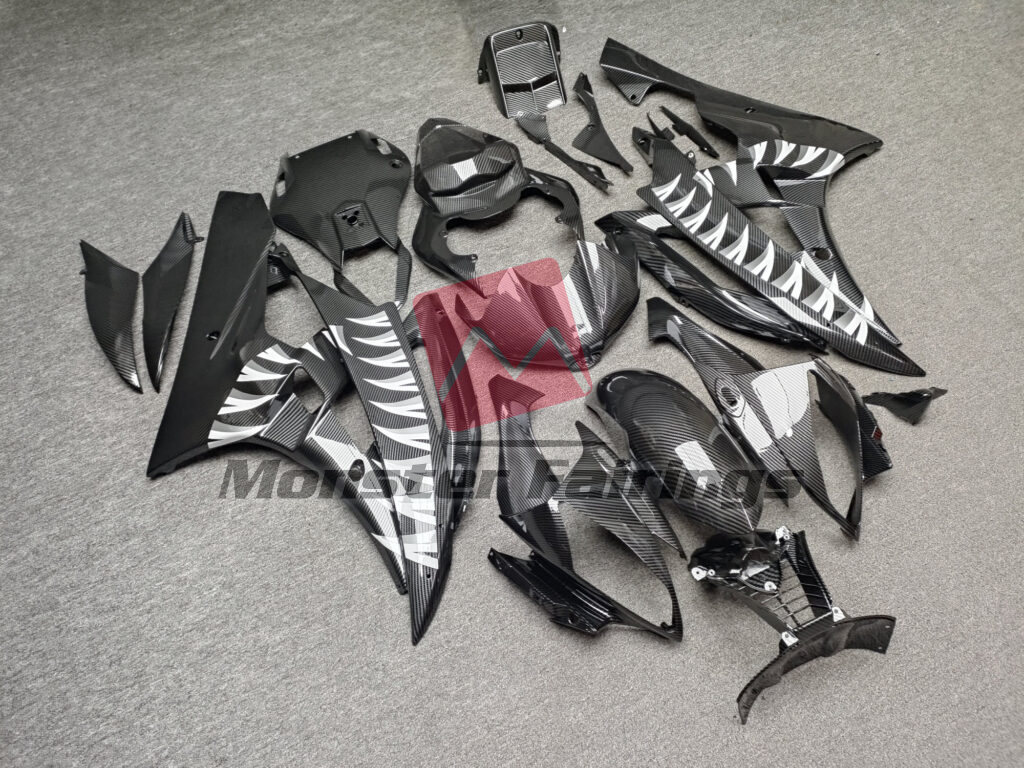 Yamaha R6 custom ABS fairings 2006 - 2007 in Gloss Carbon Fiber Style Shark - durable replacement kit, Monster Fairings