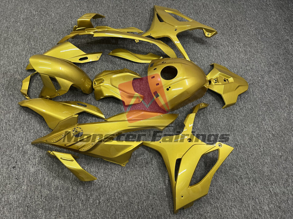 2023 - 2024 BMW S1000RR Gloss Gold fairing set - ABS injection, custom painted by Monster Fairings