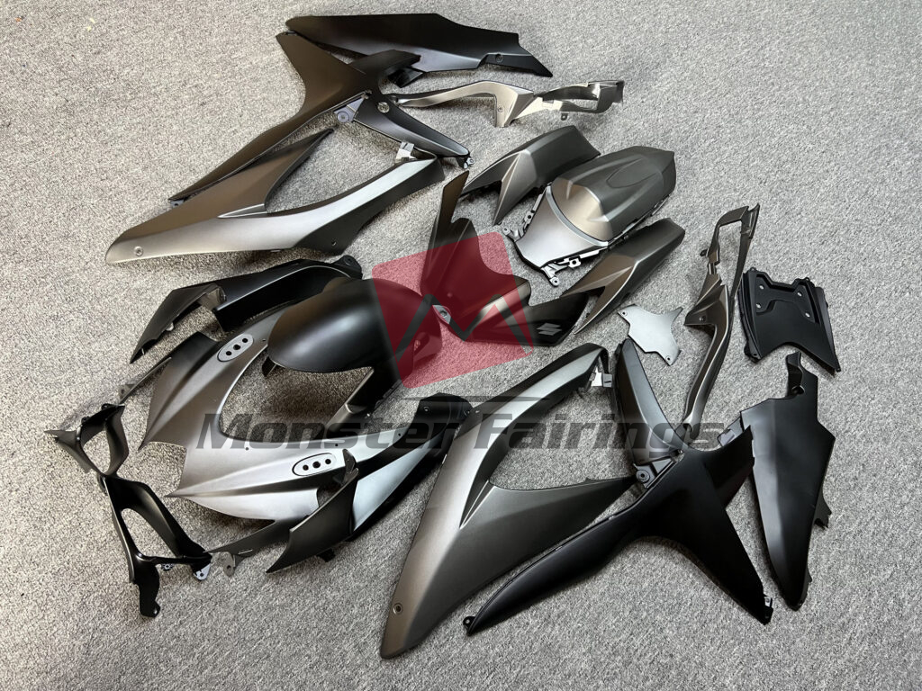 Suzuki GSXR 600 - 750 custom ABS fairings 2008 - 2010 in Matte Black & Dark Gray - durable replacement kit, Monster Fairings