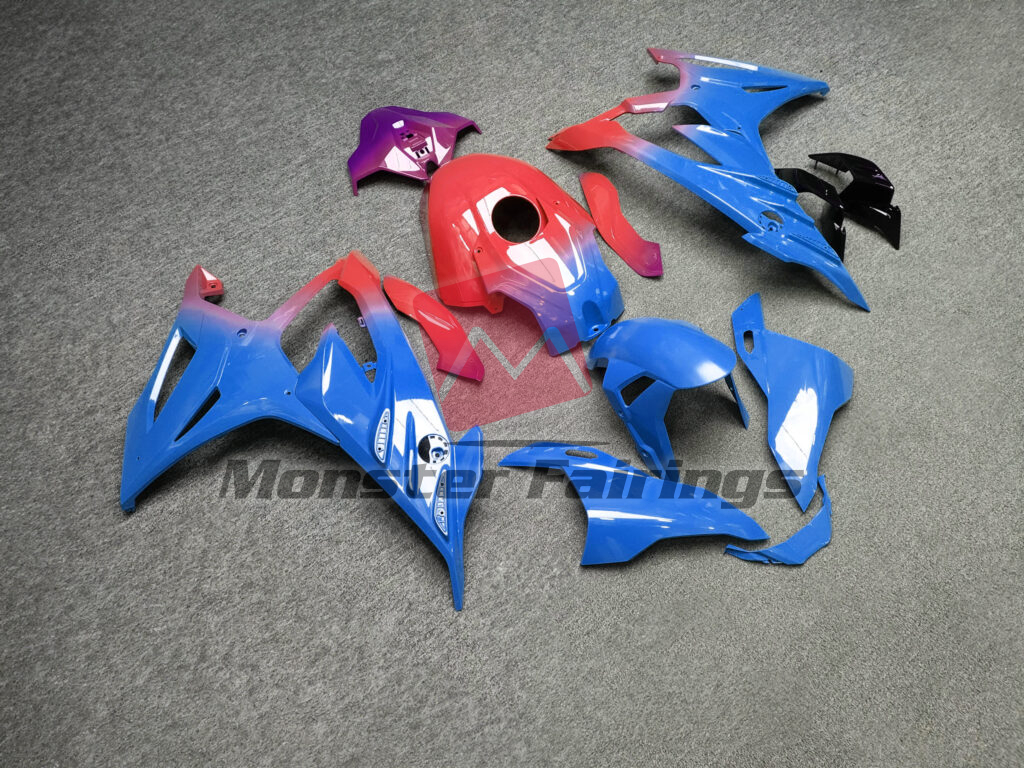 Gloss Blue, Red & Purple Gradient ABS fairings for BMW S1000RR 2023 - 2024 - premium OEM fit kit by Monster Fairings