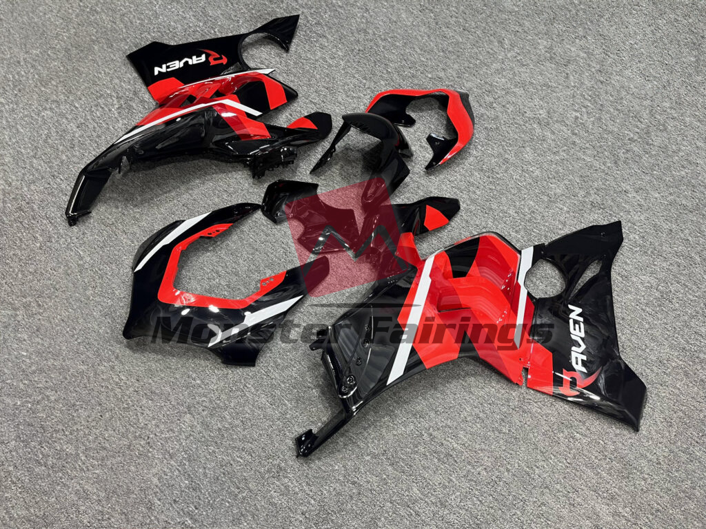 Gloss Black & Red With White ABS fairings for Ducati Panigale V4/V4S 2020 - 2021 - premium OEM fit kit by Monster Fairings