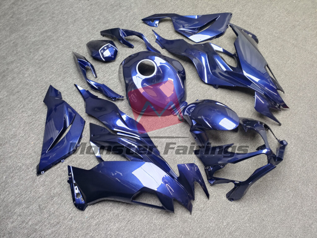 2019 - 2023 Kawasaki ZX6R Gloss Midnight Blue fairing set - ABS injection, custom painted by Monster Fairings