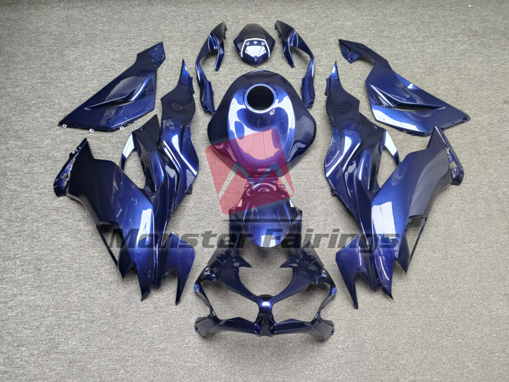 Kawasaki ZX6R 2019 - 2023 Gloss Midnight Blue ABS fairings - custom motorcycle bodywork kit by Monster Fairings