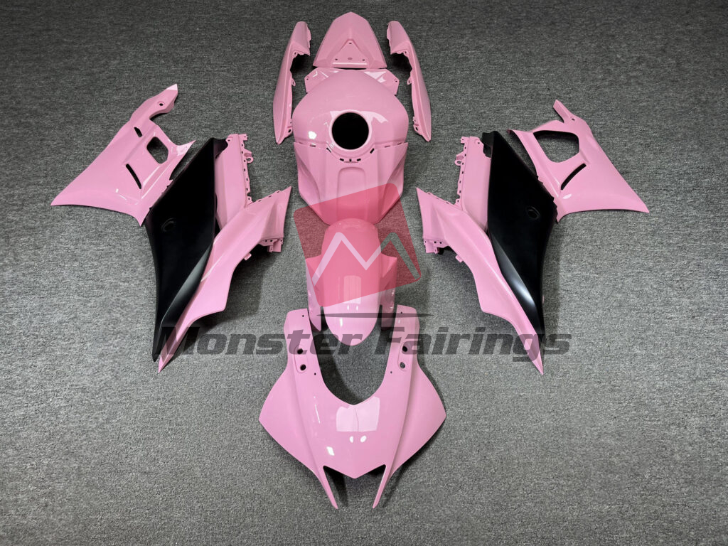Yamaha R3 2022 - 2024 Gloss Baby Pink & Matte Black ABS fairings - custom motorcycle bodywork kit by Monster Fairings