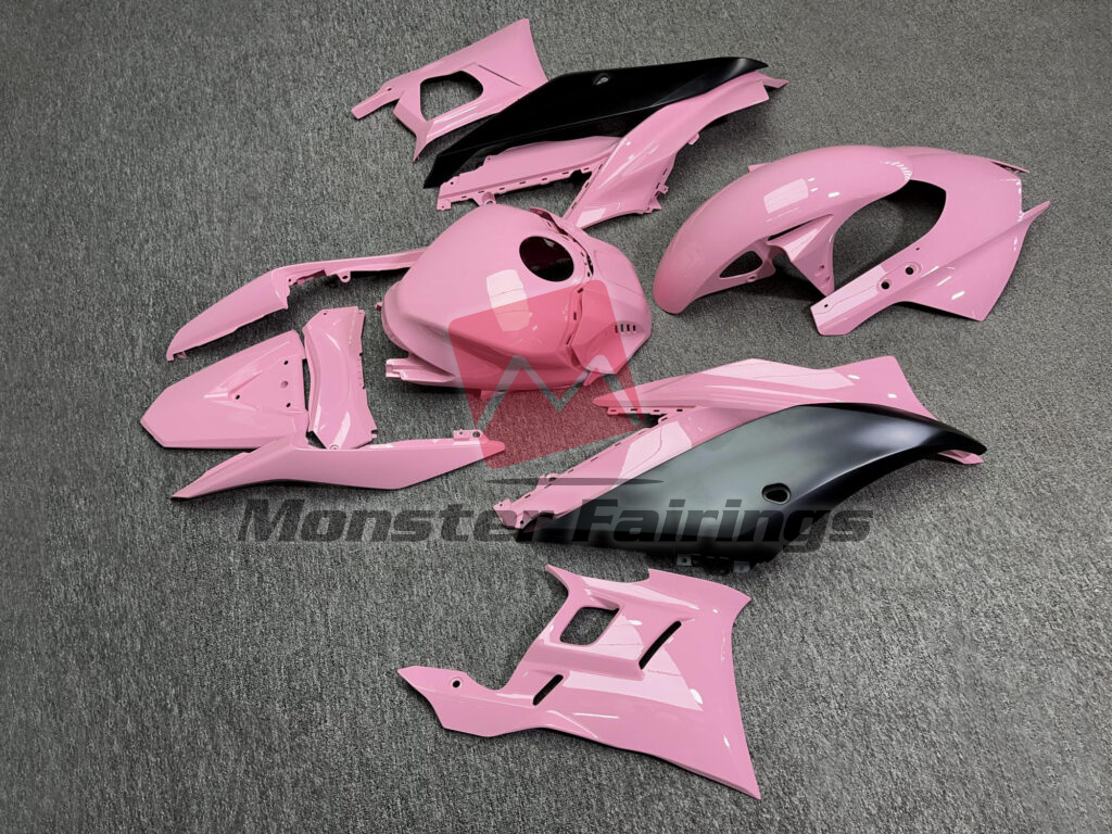 Yamaha R3 custom ABS fairings 2022 - 2024 in Gloss Baby Pink & Matte Black - durable replacement kit, Monster Fairings