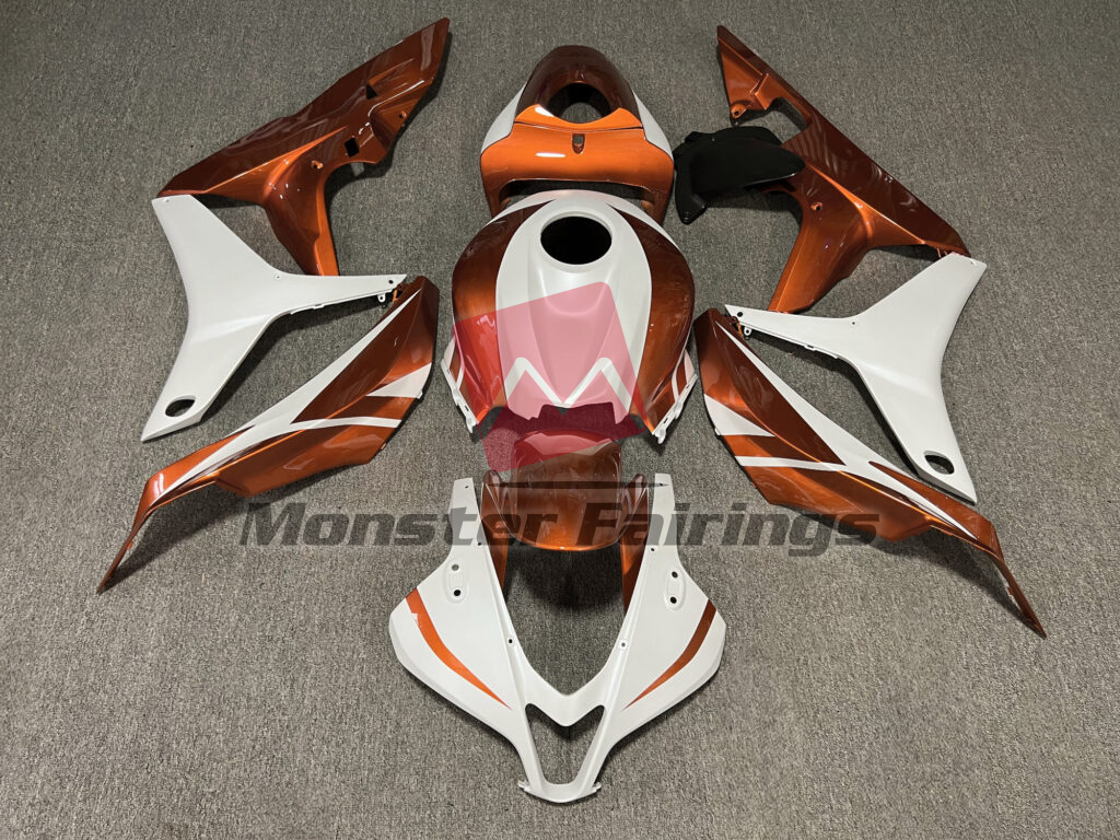 Honda CBR600RR 2007 - 2008 Gloss Burnt Orange & Matte Metallic White ABS fairings - custom motorcycle bodywork kit by Monster Fairings