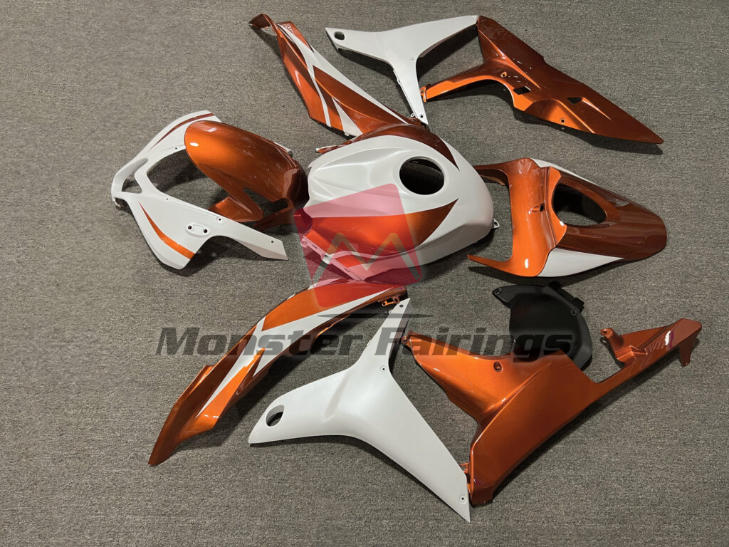 Gloss Burnt Orange & Matte Metallic White ABS fairings for Honda CBR600RR 2007 - 2008 - premium OEM fit kit by Monster Fairings