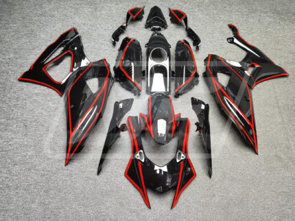 Yamaha R7 2021-2025 Gloss Black with Red Lines ABS Fairings | Monster Fairings