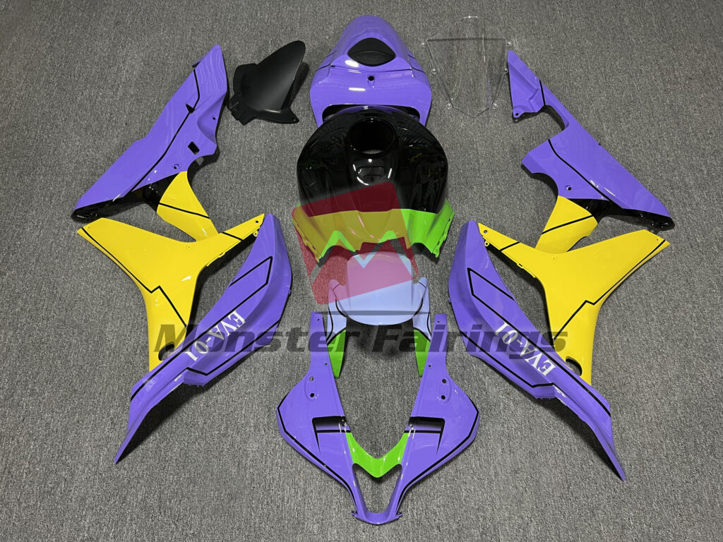 Honda CBR600RR 2007 - 2008 Gloss Light Purple & Yellow With Black EVA - 01 ABS fairings - custom motorcycle bodywork kit by Monster Fairings