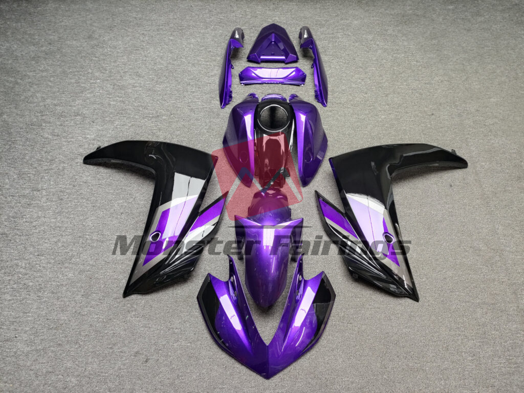 Yamaha R3 2014 - 2018 Gloss Purple With Black & Silver ABS fairings - custom motorcycle bodywork kit by Monster Fairings
