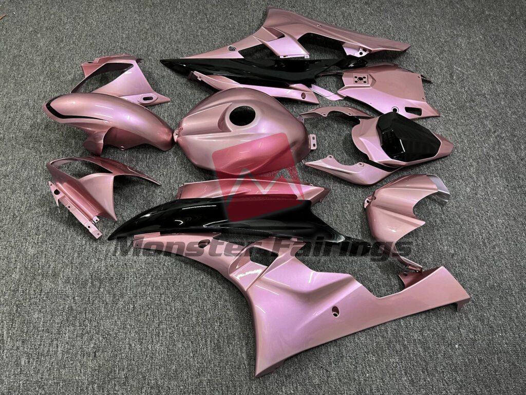 2006 - 2007 Yamaha R6 Gloss Rose Gold With Black fairing set - ABS injection, custom painted by Monster Fairings