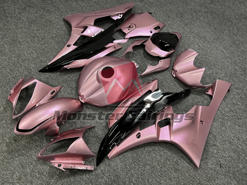Yamaha R6 custom ABS fairings 2006 - 2007 in Gloss Rose Gold With Black - durable replacement kit, Monster Fairings