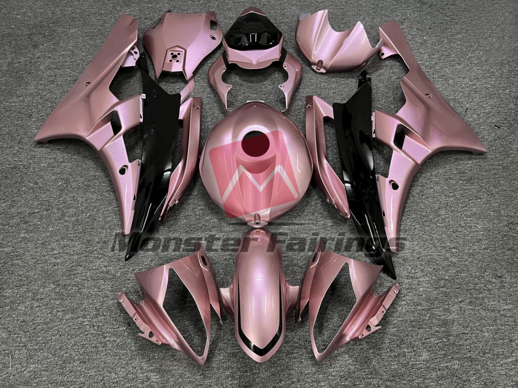 Yamaha R6 2006 - 2007 Gloss Rose Gold With Black ABS fairings - custom motorcycle bodywork kit by Monster Fairings