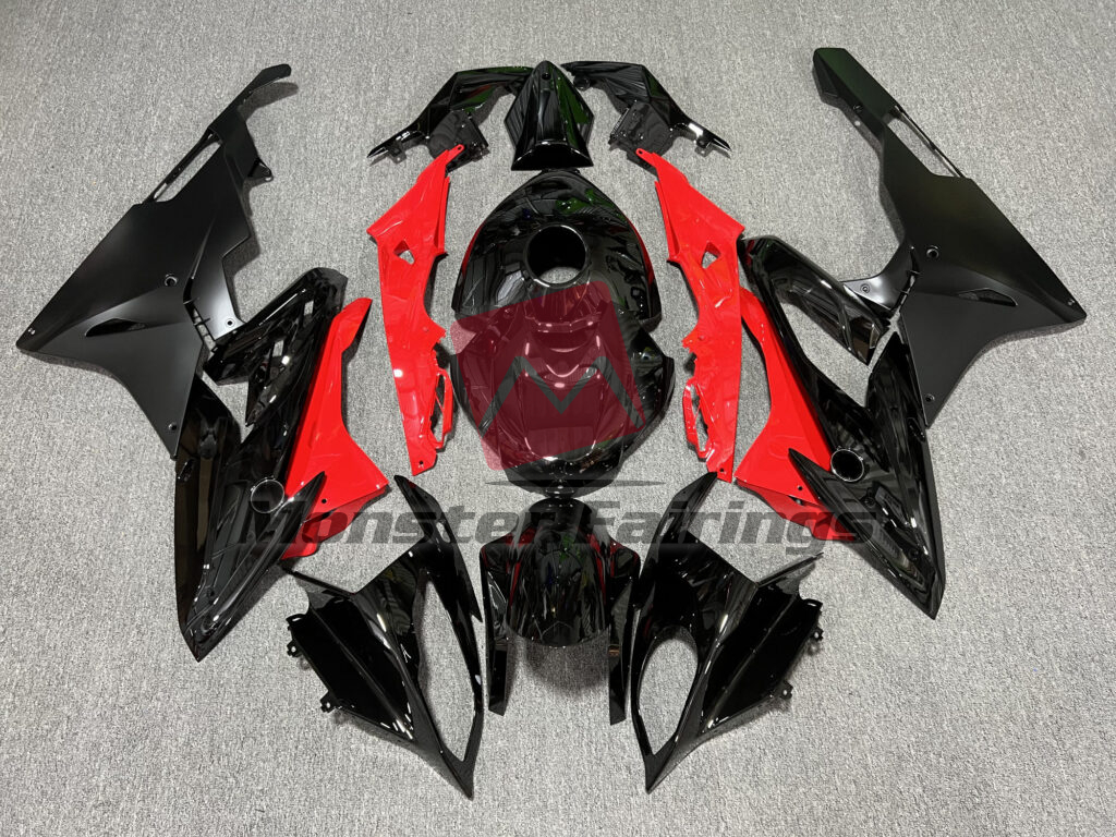 BMW S1000RR 2015 - 2016 Gloss & Matte Black With Red ABS fairings - custom motorcycle bodywork kit by Monster Fairings