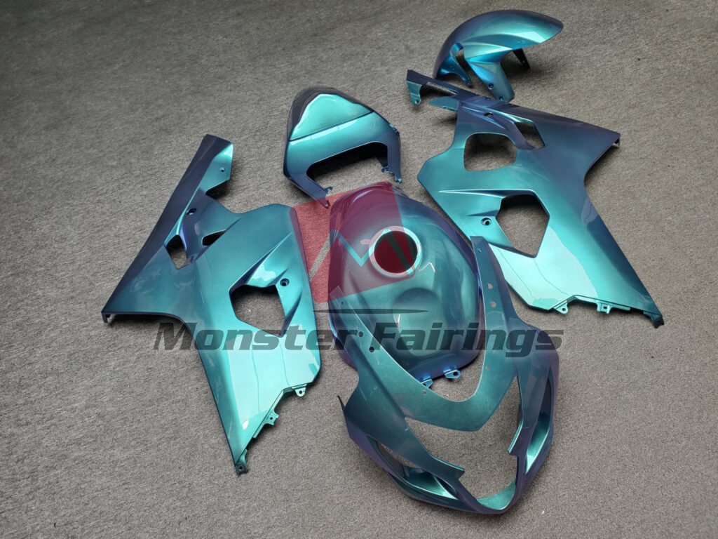 Suzuki GSXR 600 - 750 custom ABS fairings 2004 - 2005 in Gloss Azure Aqua Iridescent - durable replacement kit, Monster Fairings