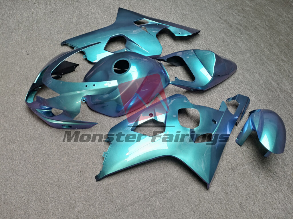 2004 - 2005 Suzuki GSXR 600 - 750 Gloss Azure Aqua Iridescent fairing set - ABS injection, custom painted by Monster Fairings