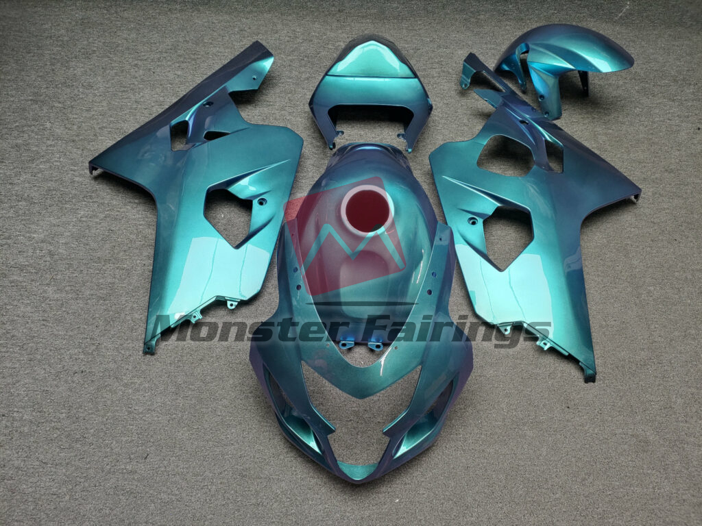 Suzuki GSXR 600 - 750 2004 - 2005 Gloss Azure Aqua Iridescent ABS fairings - custom motorcycle bodywork kit by Monster Fairings