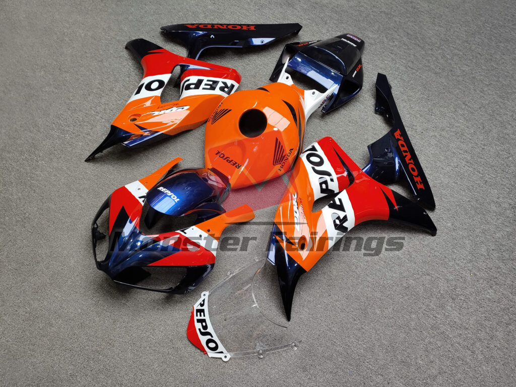 2006 - 2007 Honda CBR1000RR Gloss Dark Blue Repsol fairing set - ABS injection, custom painted by Monster Fairings
