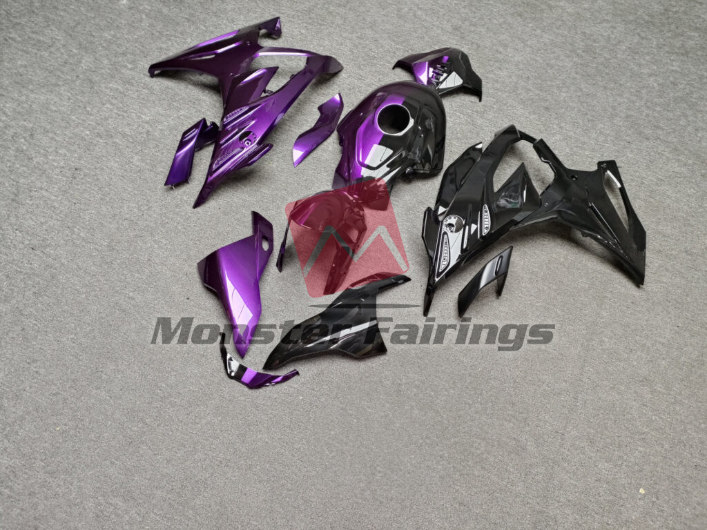2023 - 2024 BMW S1000RR Gloss Purple & Black Split fairing set - ABS injection, custom painted by Monster Fairings