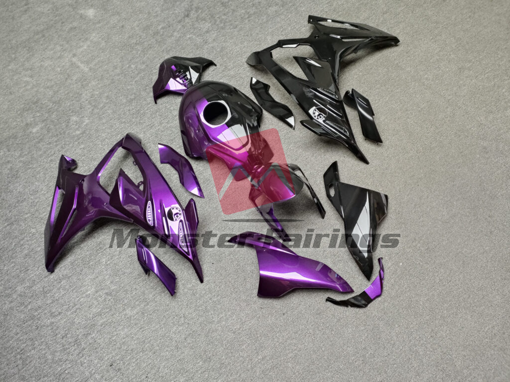 BMW S1000RR custom ABS fairings 2023 - 2024 in Gloss Purple & Black Split - durable replacement kit, Monster Fairings
