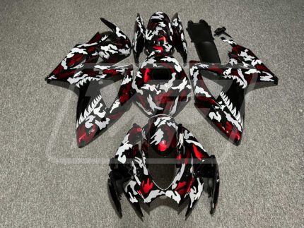 Suzuki GSXR 600-750 2006-2007 Gloss Black & Red Camo Shark ABS Fairings | Monster Fairings