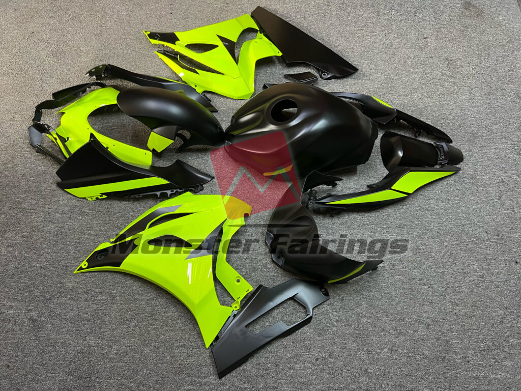 2017 - 2025 Suzuki GSXR 1000 Matte Black & Gloss High Vis Yellow fairing set - ABS injection, custom painted by Monster Fairings