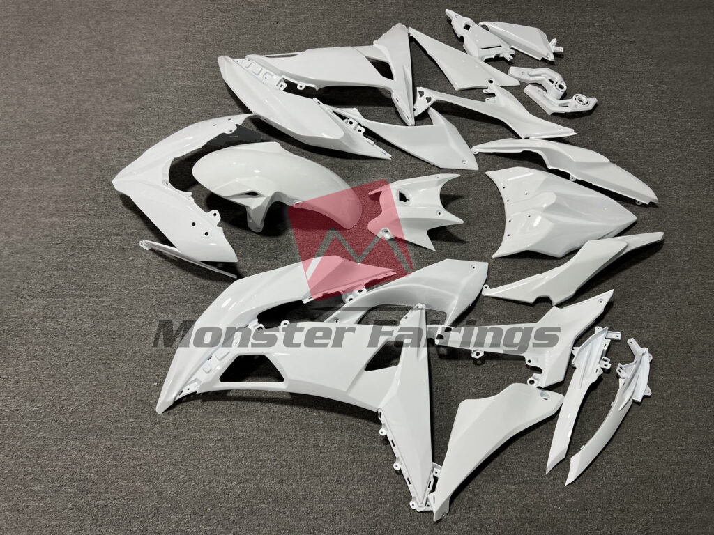 2017 - 2019 Kawasaki Ninja 650R Gloss White fairing set - ABS injection, custom painted by Monster Fairings