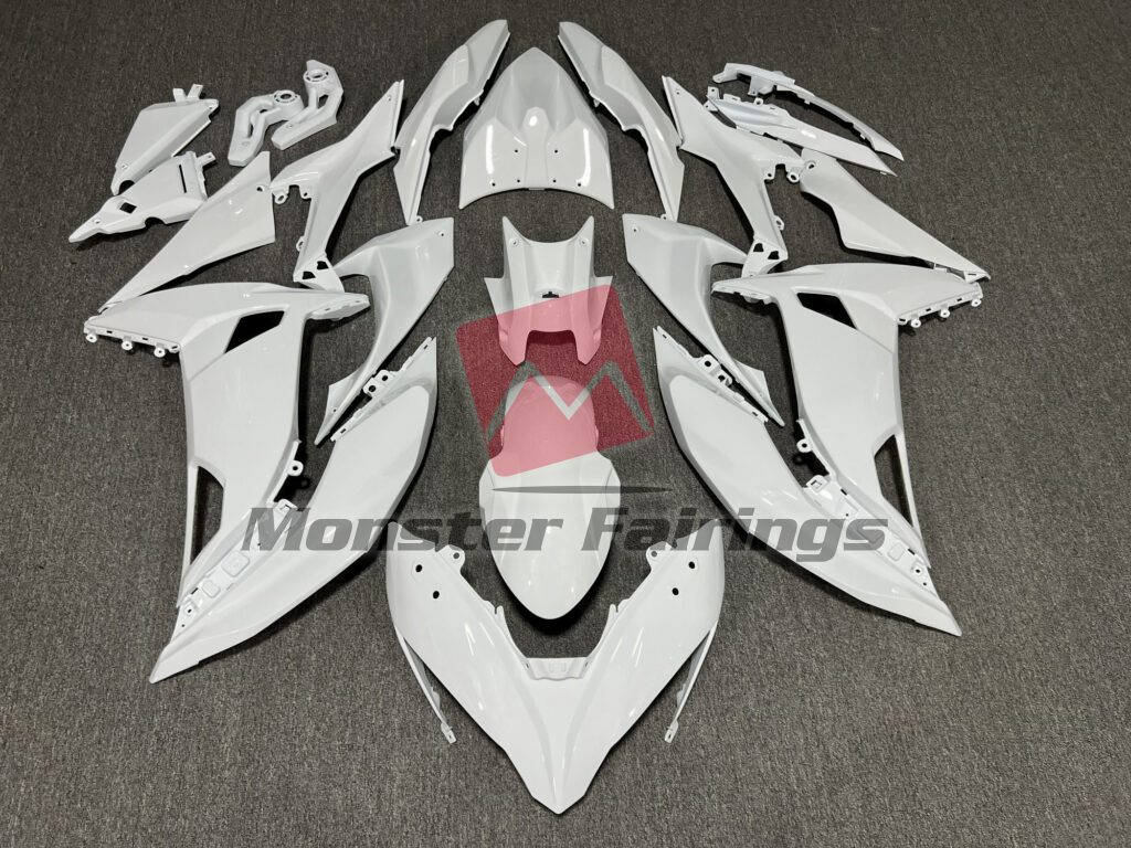 Kawasaki Ninja 650R 2017 - 2019 Gloss White ABS fairings - custom motorcycle bodywork kit by Monster Fairings