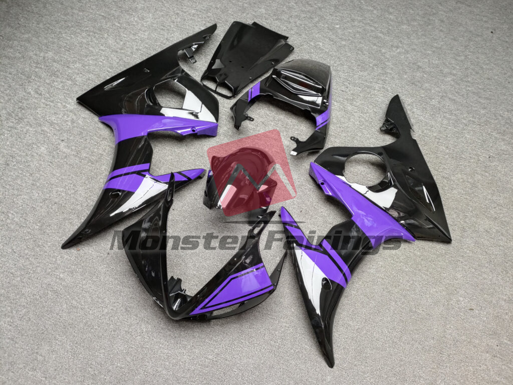 Gloss Black & Purple ABS fairings for Yamaha R6 2005 - premium OEM fit kit by Monster Fairings