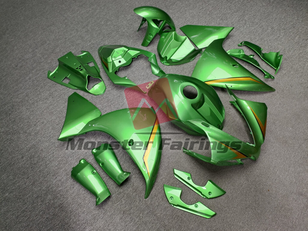 Gloss Bright Green With Gold ABS fairings for Yamaha R1 2012 - 2014 - premium OEM fit kit by Monster Fairings