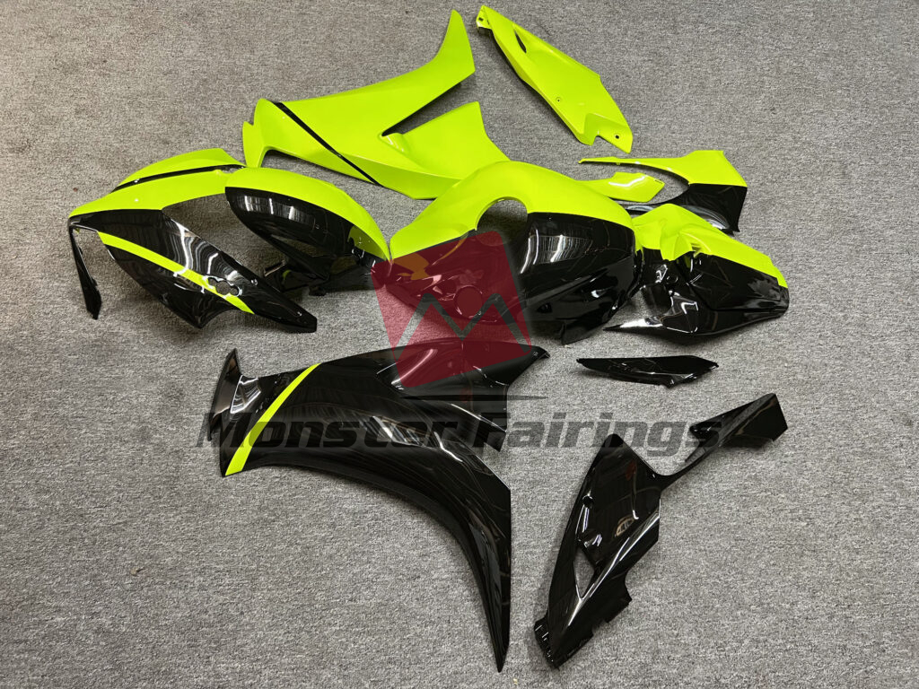 2012 - 2016 Honda CBR1000RR Gloss Black & High Vis Yellow Split fairing set - ABS injection, custom painted by Monster Fairings