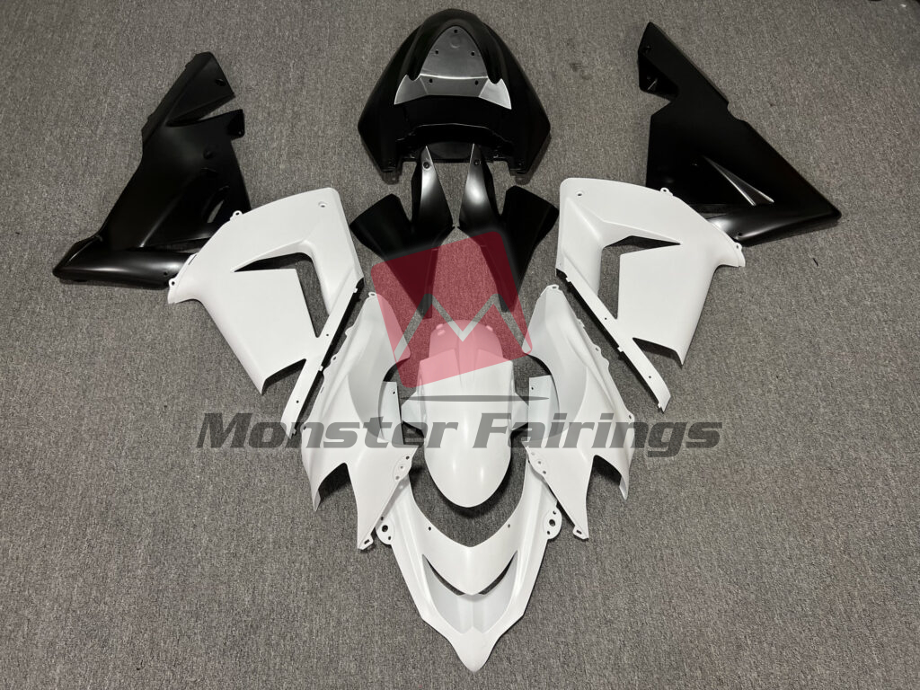 Kawasaki ZX10R 2004 - 2005 Matte White With Black ABS fairings - custom motorcycle bodywork kit by Monster Fairings