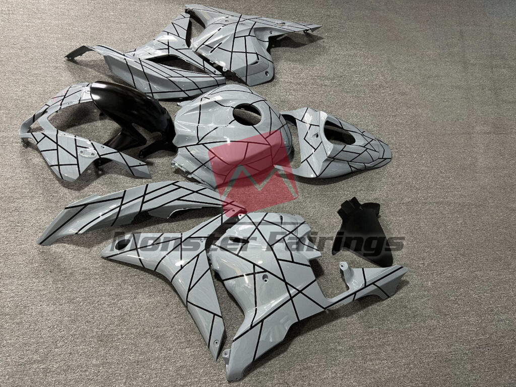 2009 - 2012 Honda CBR600RR Gloss Nardo Gray With Black Pattern fairing set - ABS injection, custom painted by Monster Fairings