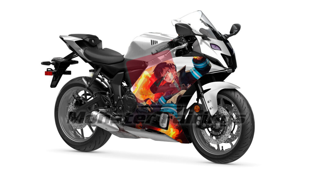 Gloss White & Black Metallic Anime Split ABS fairings for Yamaha R7 2021 - 2025 - premium OEM fit kit by Monster Fairings