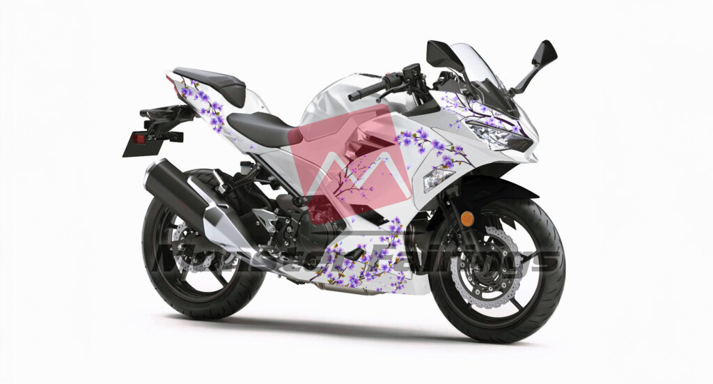 Kawasaki Ninja 400 2018-2023 Gloss White & Purple Cherry