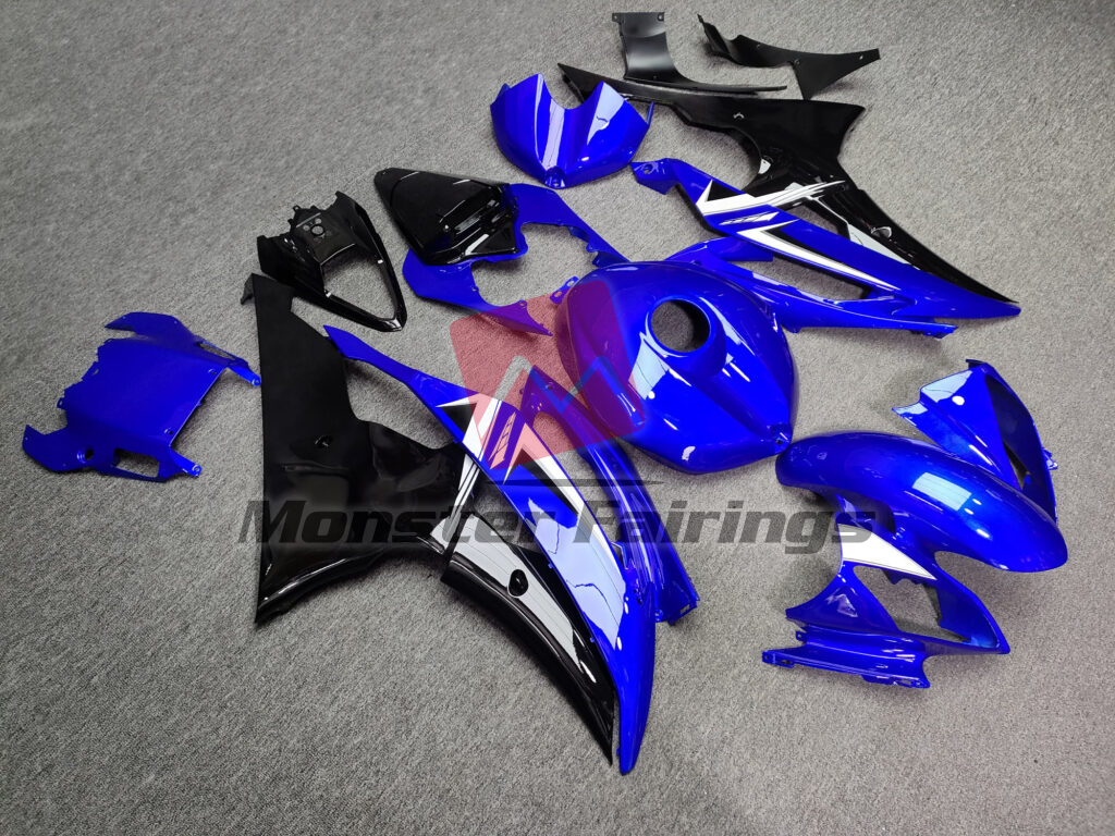Gloss Deep Blue & Black With White ABS fairings for Yamaha R6 2008 - 2016 - premium OEM fit kit by Monster Fairings