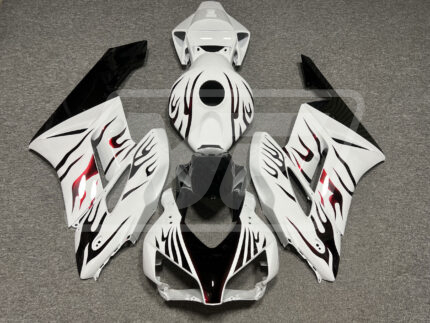 Honda CBR1000RR 2004-2005 Gloss White & Black With Red Flames ABS Fairings | Monster Fairings
