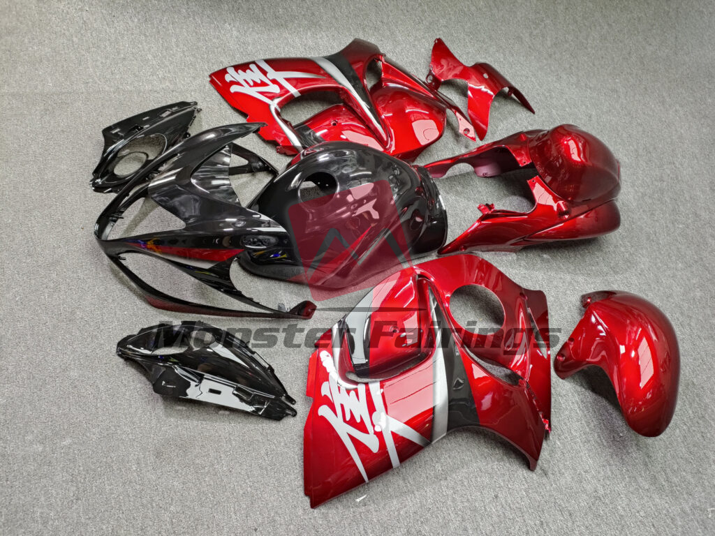 2008 - 2020 Suzuki GSXR 1300 Gloss Bright Red & Black fairing set - ABS injection, custom painted by Monster Fairings