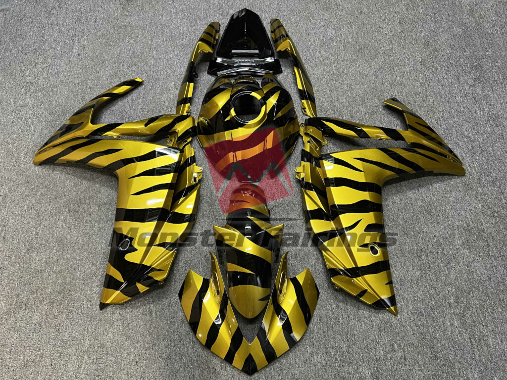 Yamaha R3 2014 - 2018 Gloss Black & Gold Zebra ABS fairings - custom motorcycle bodywork kit by Monster Fairings