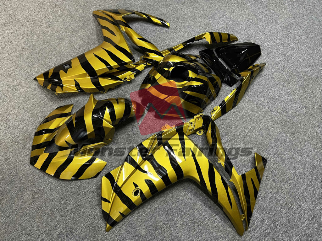 Gloss Black & Gold Zebra ABS fairings for Yamaha R3 2014 - 2018 - premium OEM fit kit by Monster Fairings