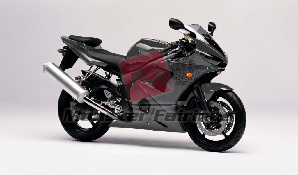Matte Black & Gray Roses Split ABS fairings for Yamaha R6 2003 - 2004 - premium OEM fit kit by Monster Fairings