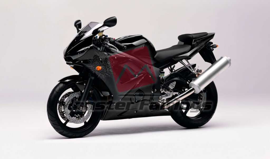 Yamaha R6 custom ABS fairings 2003 - 2004 in Matte Black & Gray Roses Split - durable replacement kit, Monster Fairings