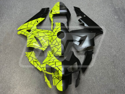 Honda CBR600RR 2003-2004 Gloss High Vis Yellow & Matte Black Pattern Split ABS Fairings | Monster Fairings