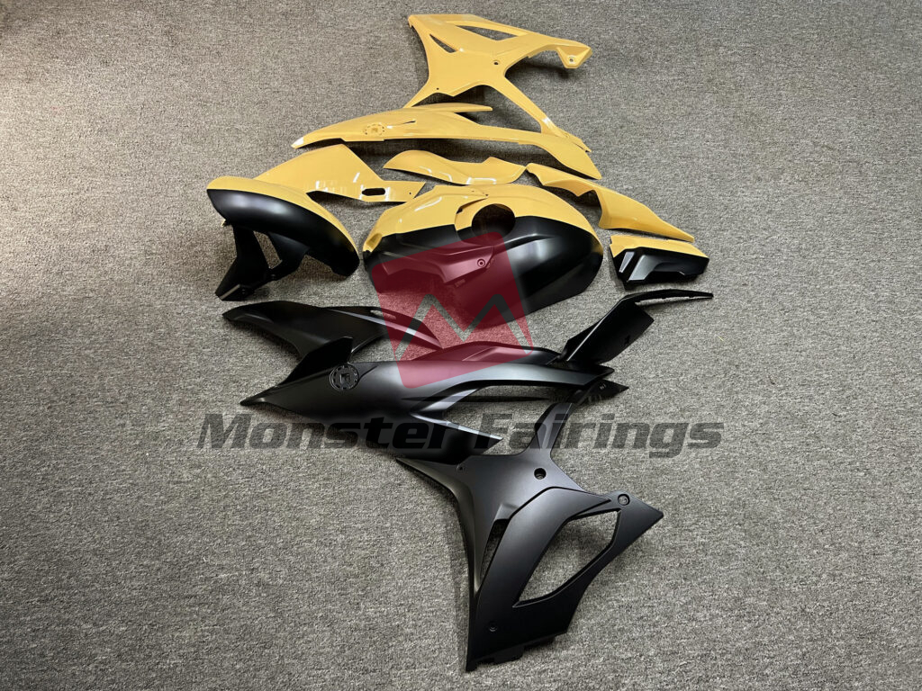 2019 - 2022 BMW S1000RR Gloss Tan Color & Matte Black Split fairing set - ABS injection, custom painted by Monster Fairings