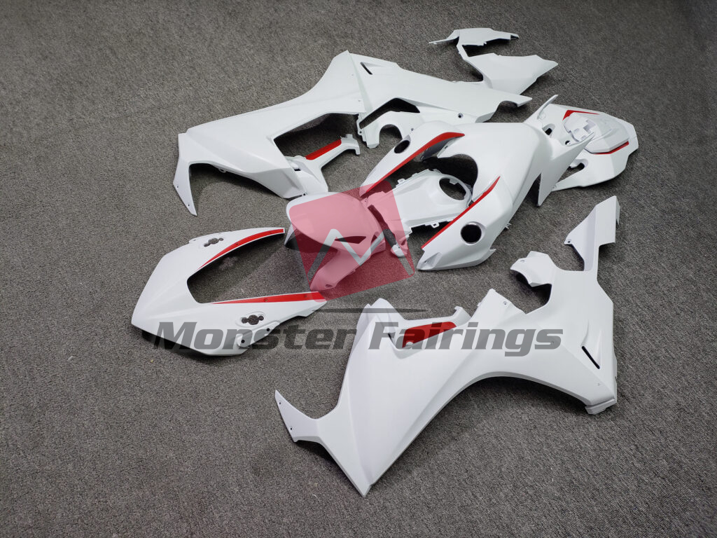 2017 - 2025 Honda CBR1000RR Matte White With Red fairing set - ABS injection, custom painted by Monster Fairings
