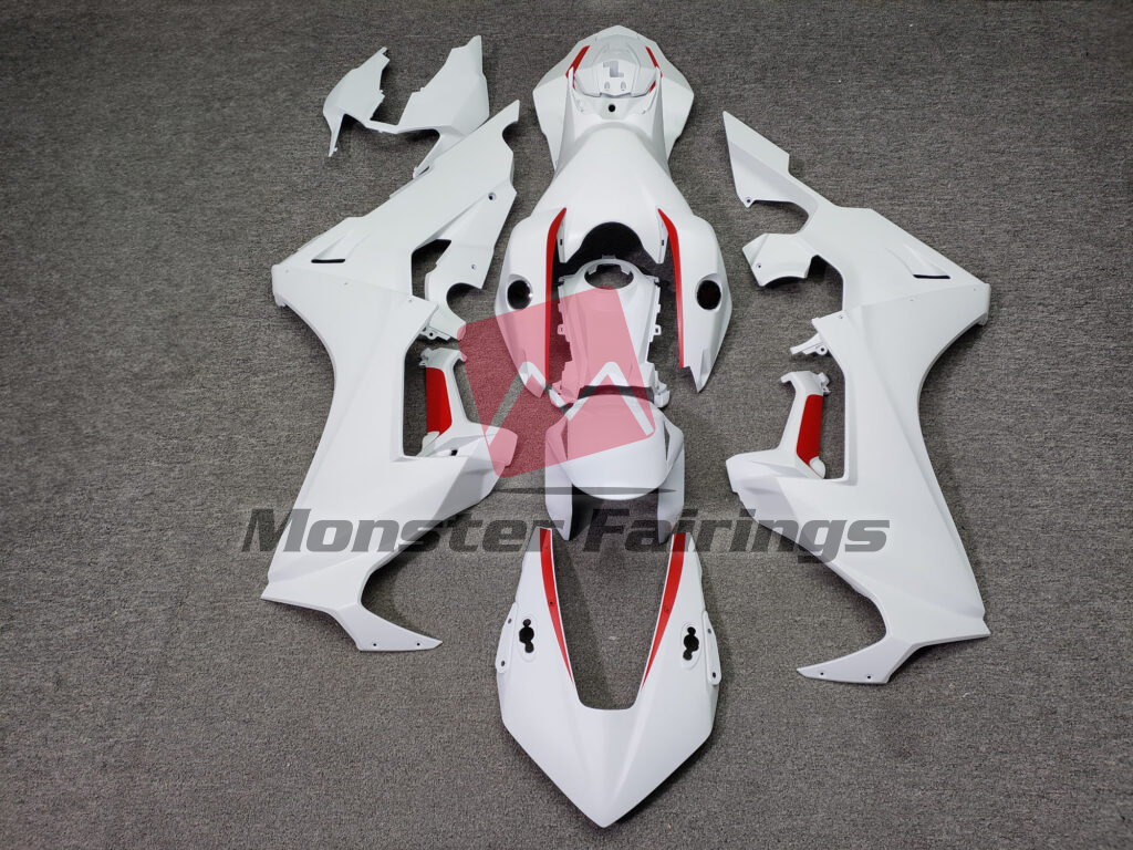 Honda CBR1000RR 2017 - 2025 Matte White With Red ABS fairings - custom motorcycle bodywork kit by Monster Fairings