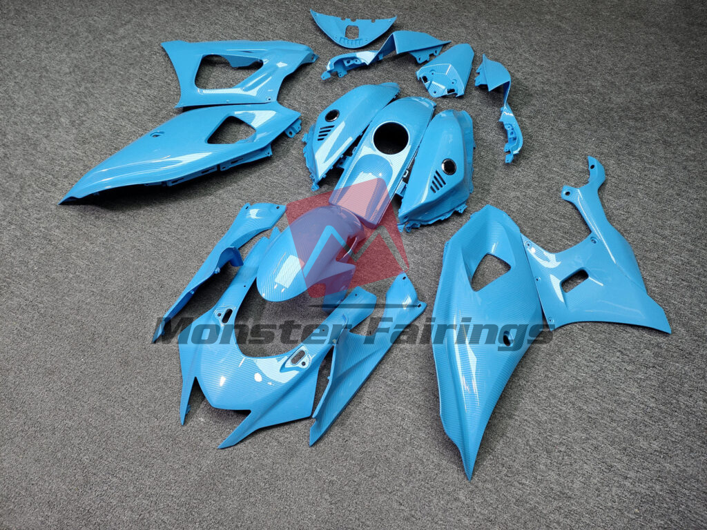 Gloss Light Blue Carbon Fiber Style ABS fairings for Yamaha R7 2021 - 2025 - premium OEM fit kit by Monster Fairings