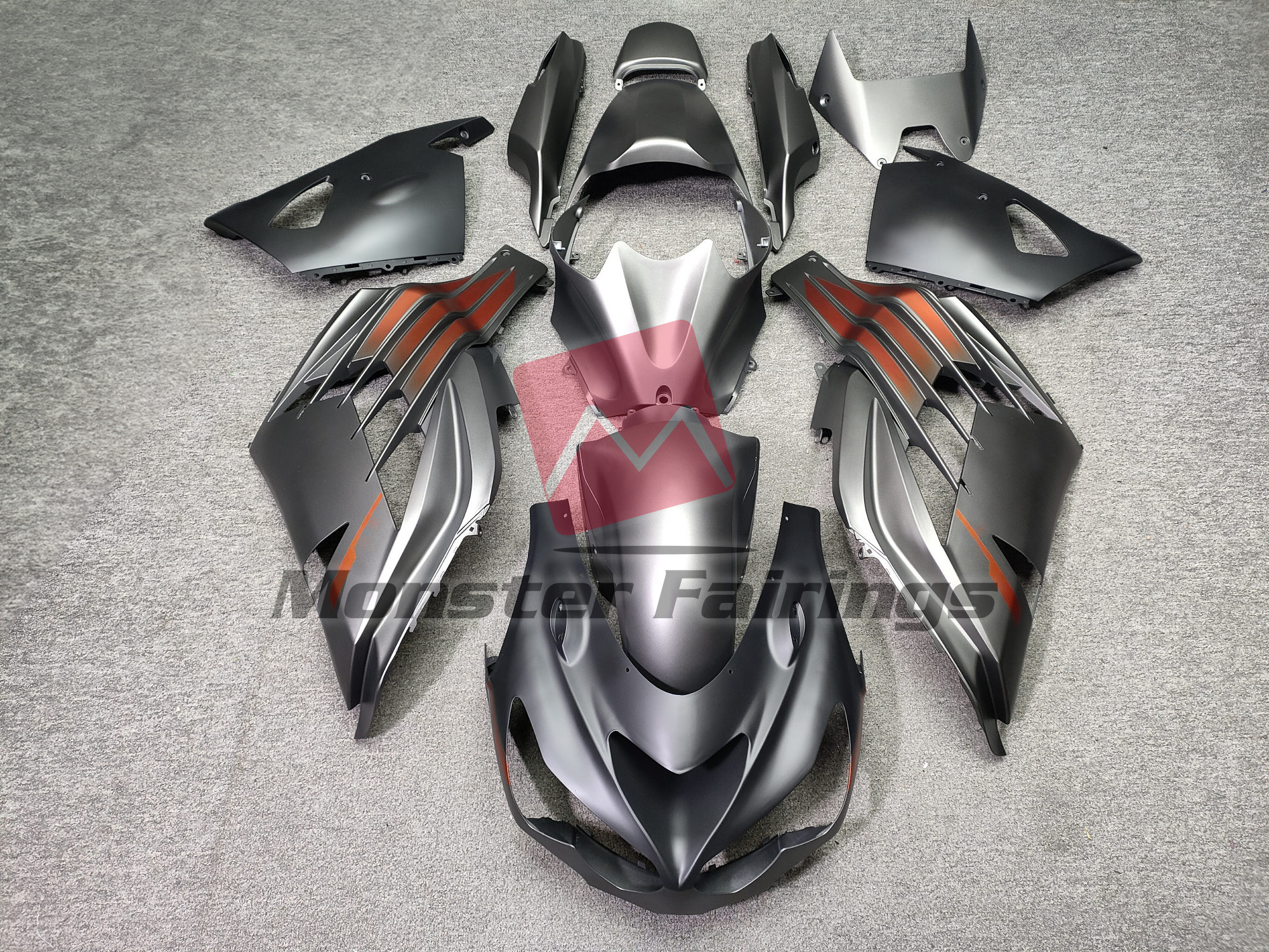 Kawasaki ZX14R 2012-2025 Matte Gunmetal Gray With Orange ABS